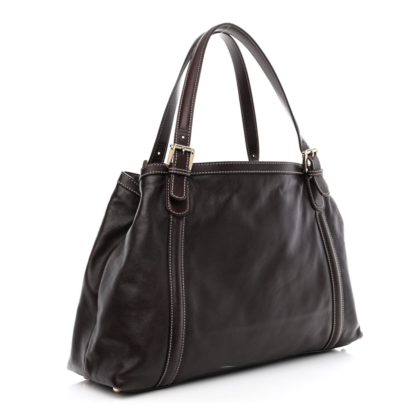 Calfskin Medium Britt Tote Dark Brown