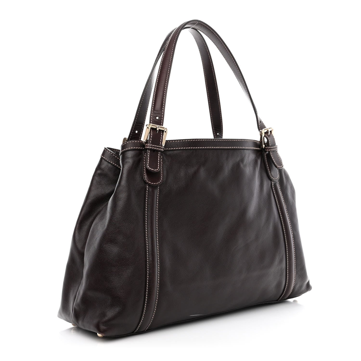 Gucci Calfskin Medium Britt Tote Dark Brown 3 of 10