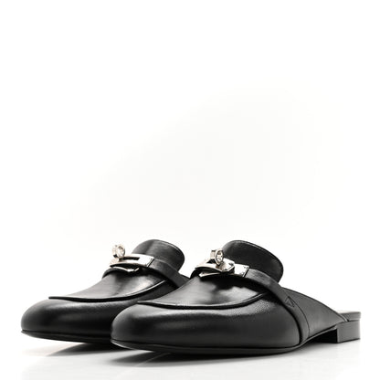 Hermes Goatskin Oz Mules 38 Black 3 of 9