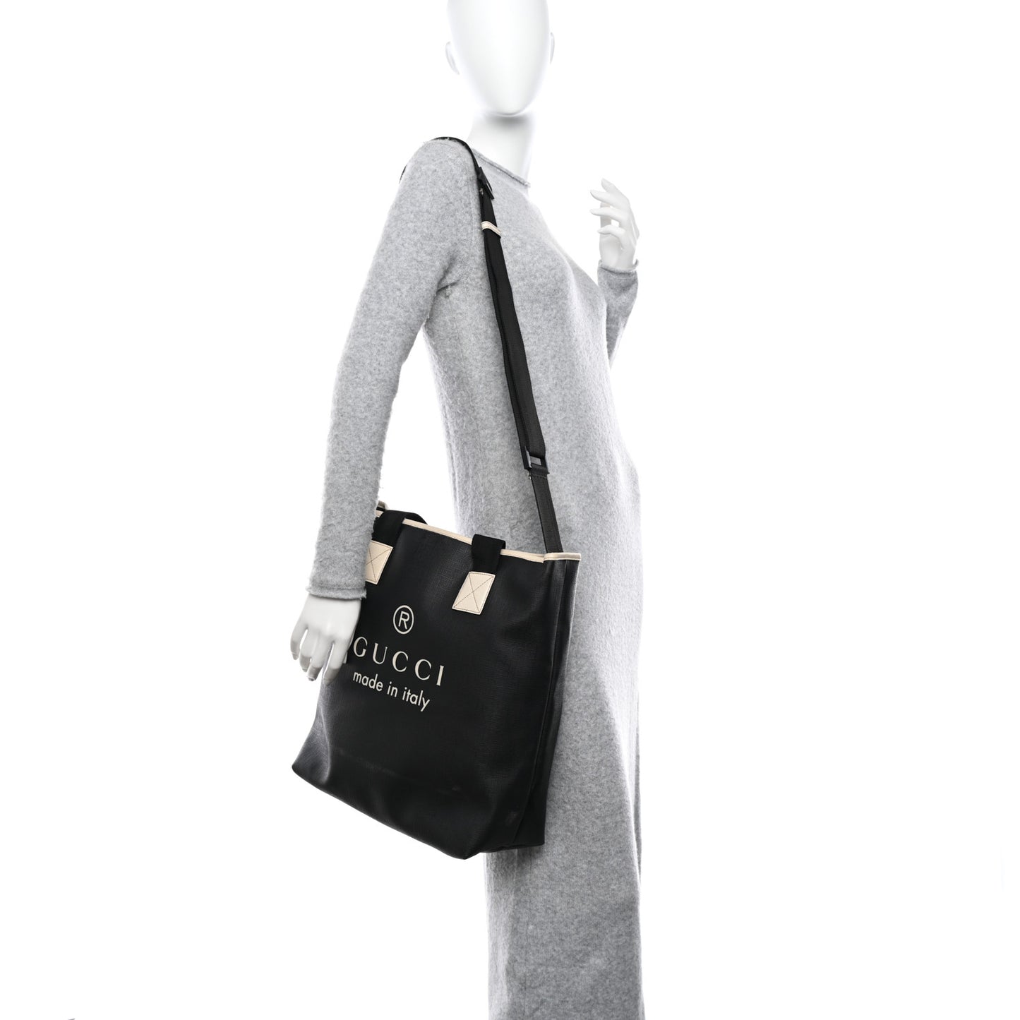 Coated Canvas Large Logo Tote Black