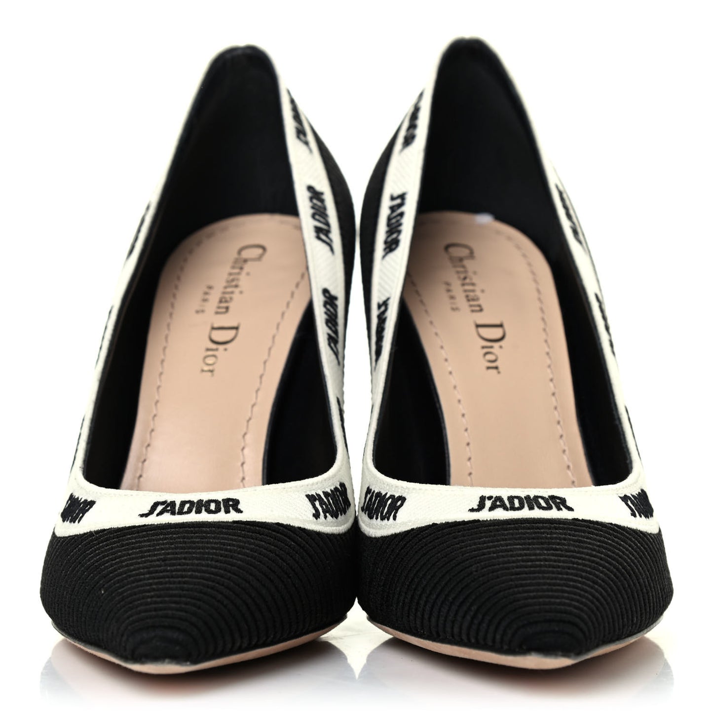 Technical Canvas Ribbon Embroidered J'Adior 100mm Pumps 37.5 Black