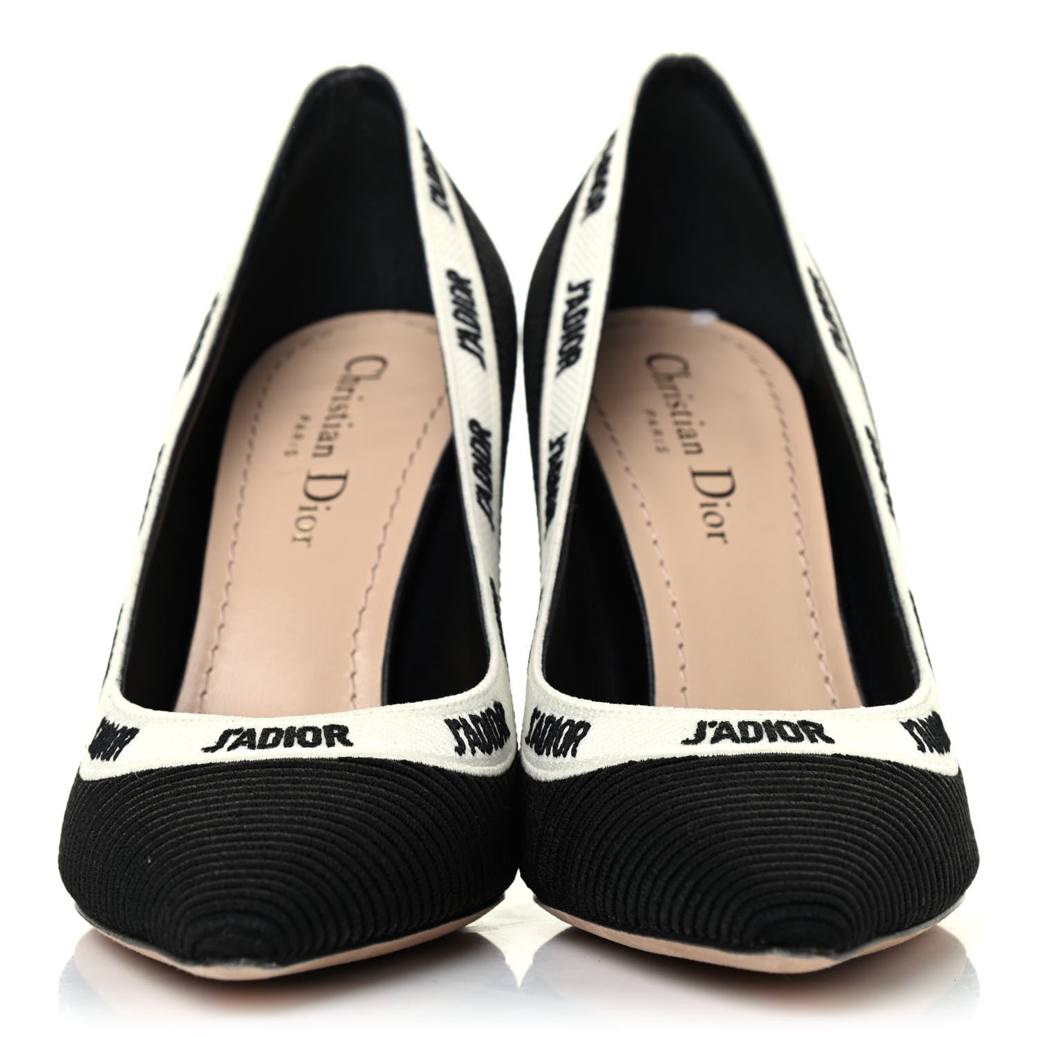 Christian Dior Technical Canvas Ribbon Embroidered J'Adior 100mm Pumps 37.5 Black 2 of 4