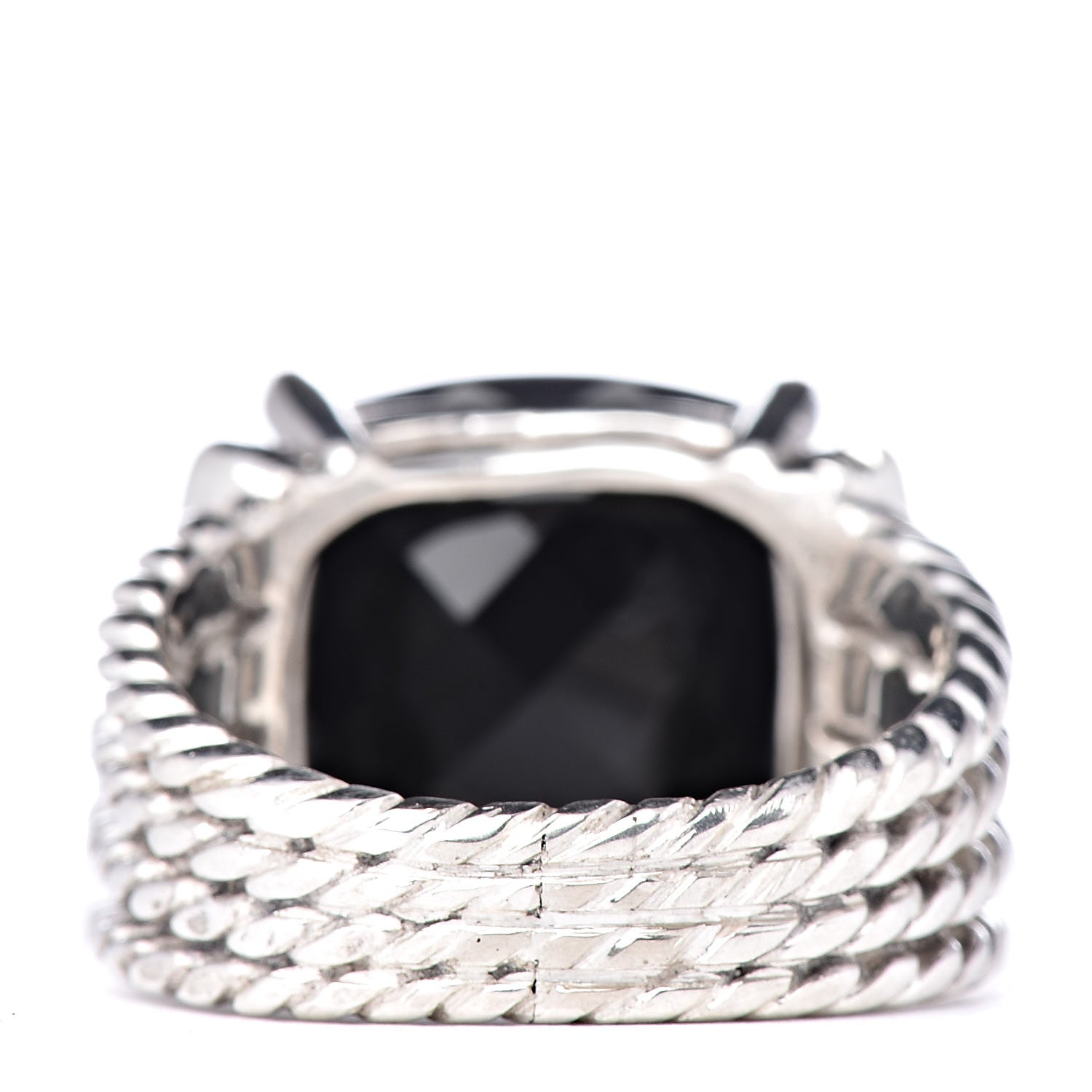 David Yurman Sterling Silver Diamond Black Onyx 14mm Wheaton Ring 58 8.25 4 of 5