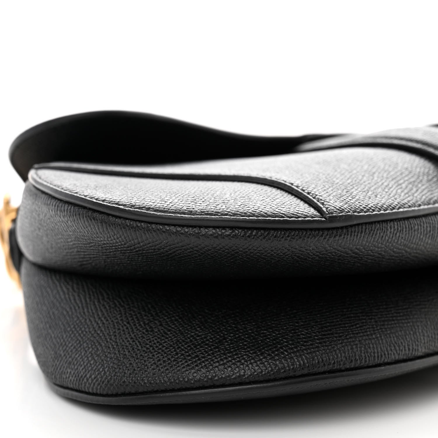 Christian Dior Grained Calfskin Saddle Bag With Strap Black 9 of 11