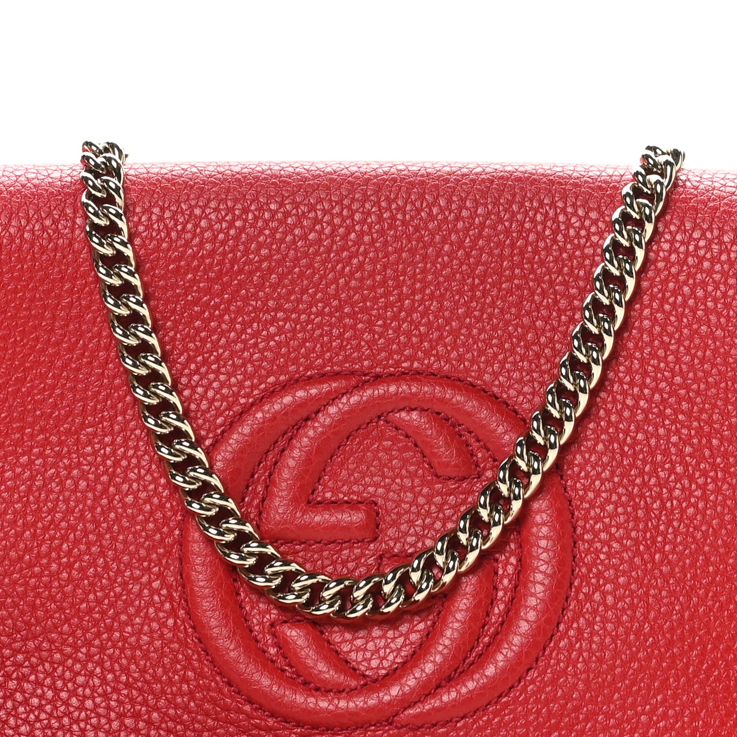 Pebbled Calfskin Medium Soho Flap Crossbody Vibrant Red