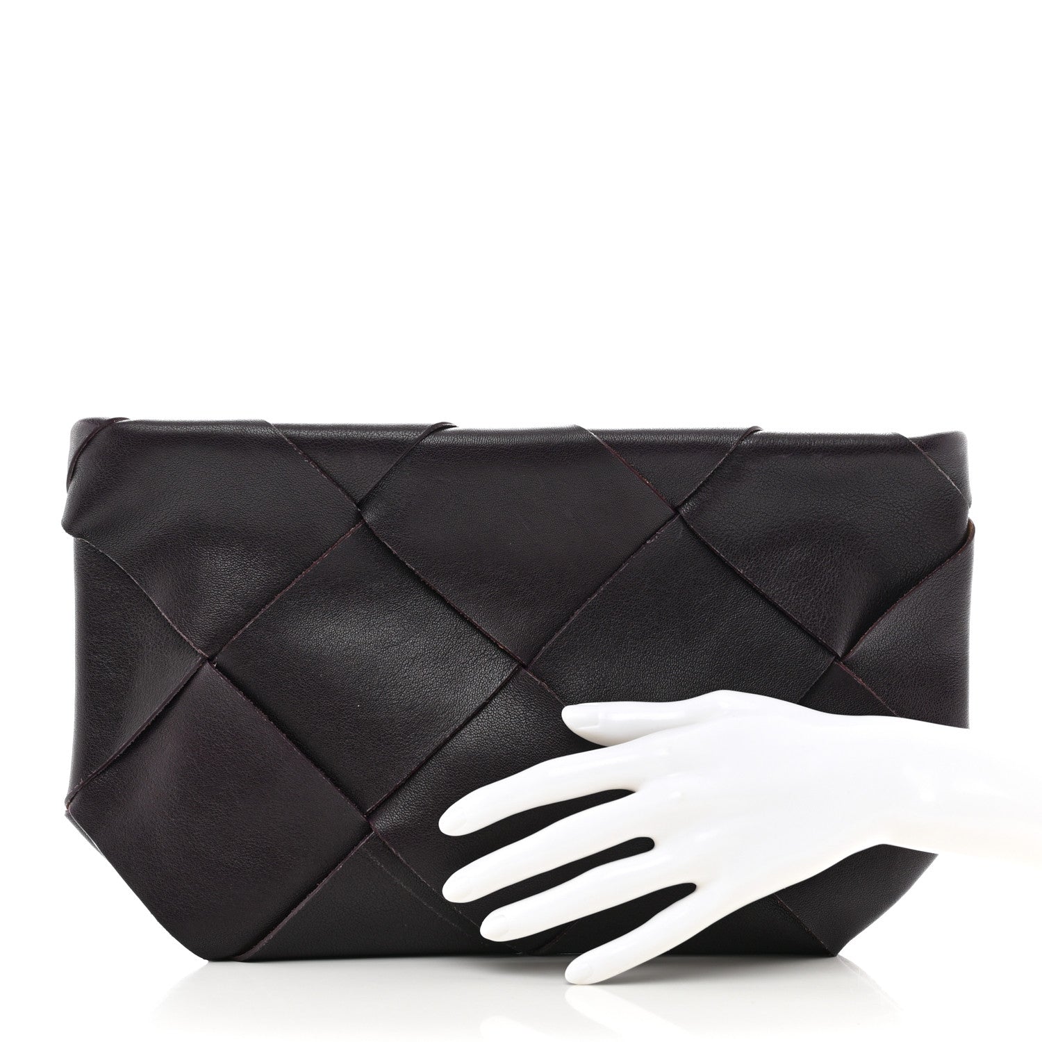 Bottega Veneta Calfskin Maxi Intrecciato Clutch Grape 2 of 6