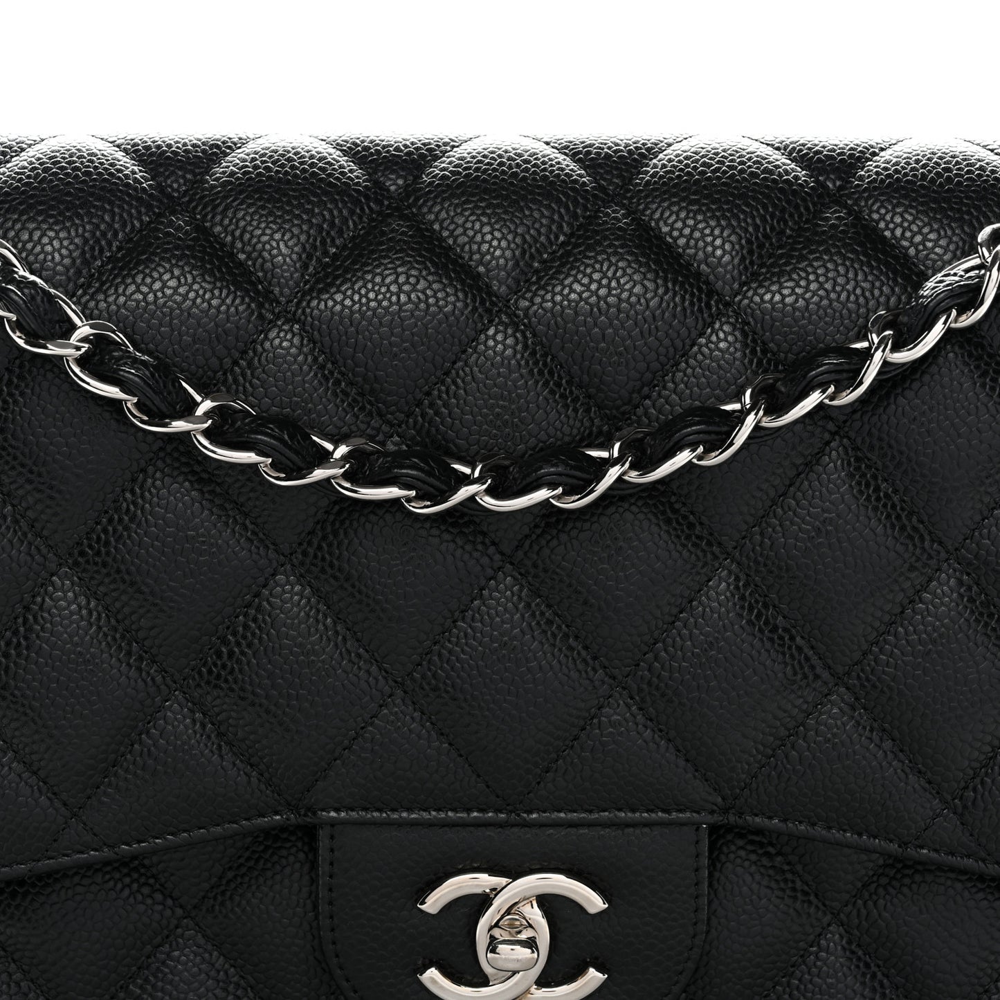 Caviar Quilted Jumbo Double Flap Black
