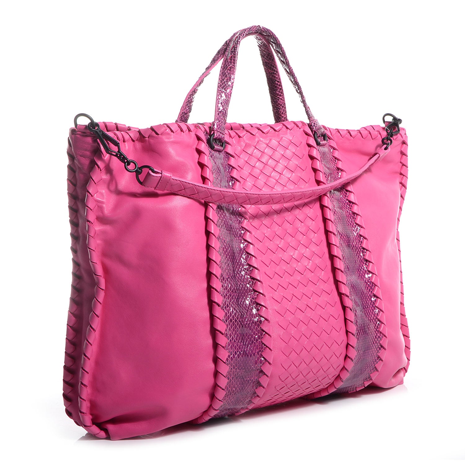 Bottega Veneta Nappa Intrecciato Ayers Convertible Tote Shocking Pink 3 of 8