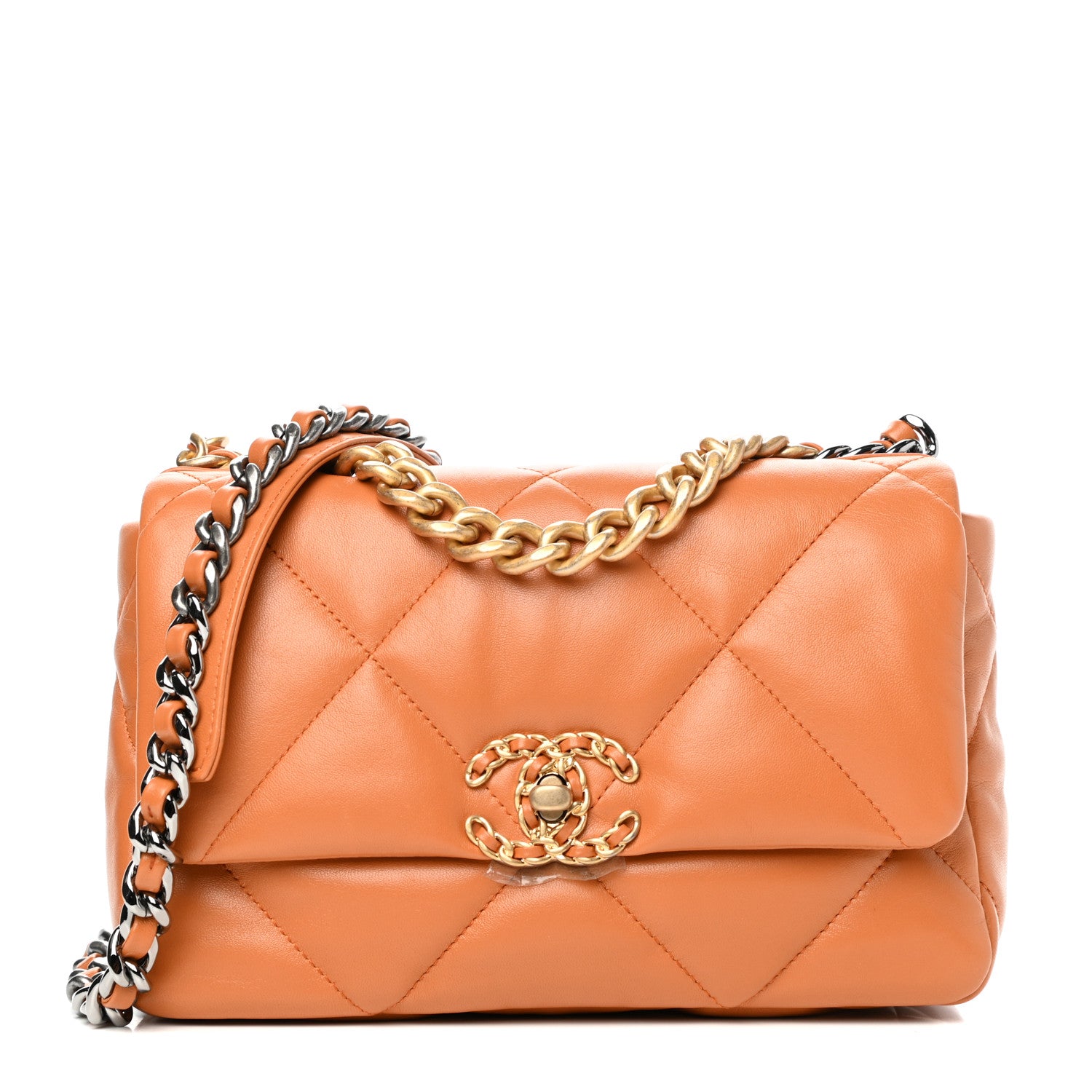 Chanel Lambskin Quilted Medium Chanel 19 Flap Light Brown 1 of 11