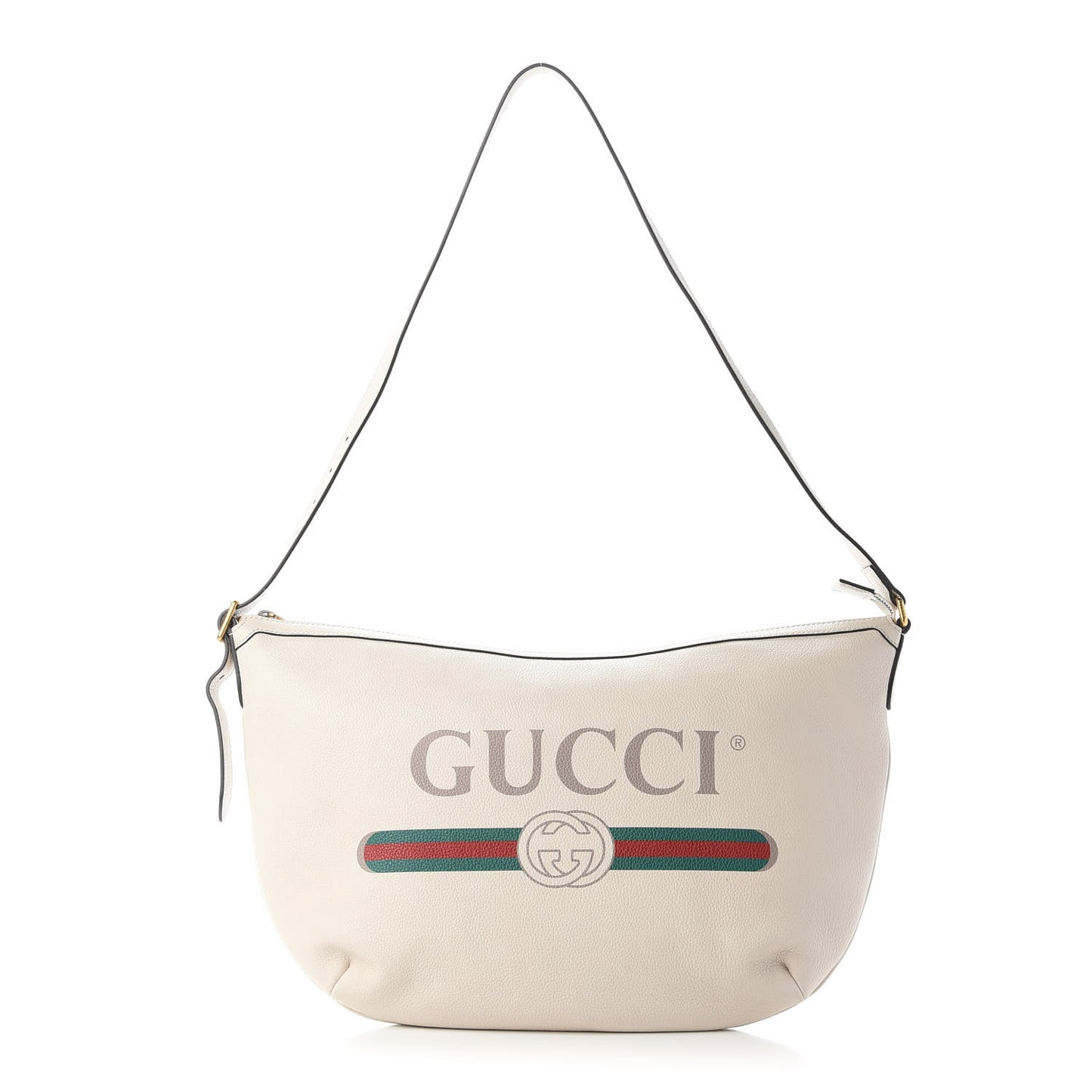 Grained Calfskin Logo Half Moon Hobo White