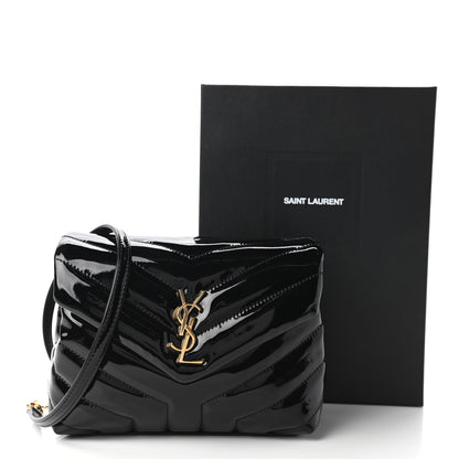 Saint Laurent Patent Y Quilted Monogram Toy Loulou Crossbody Bag Black 11 of 11