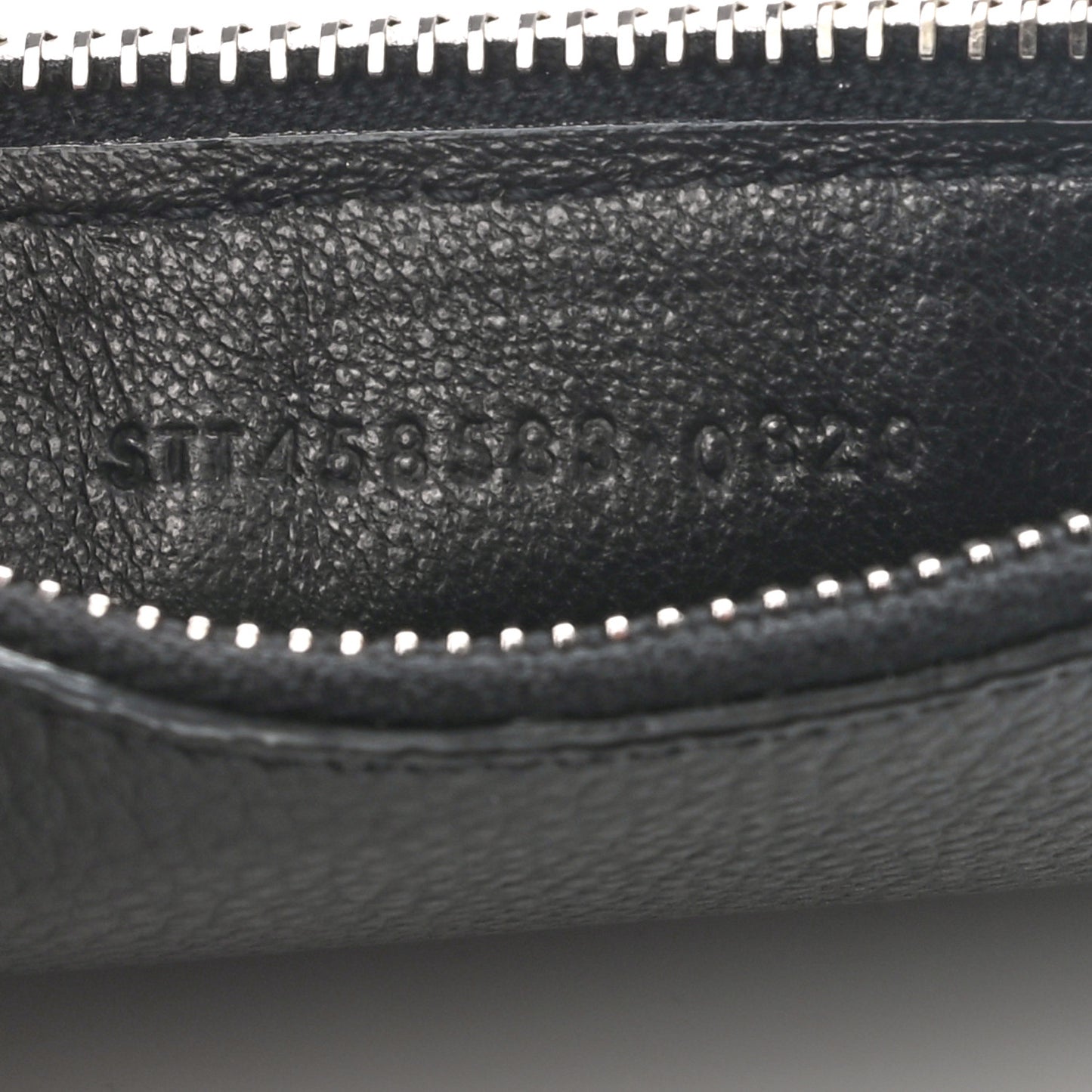 Grained Calfskin 5 Fragments Zip Pouch Card Holder Black
