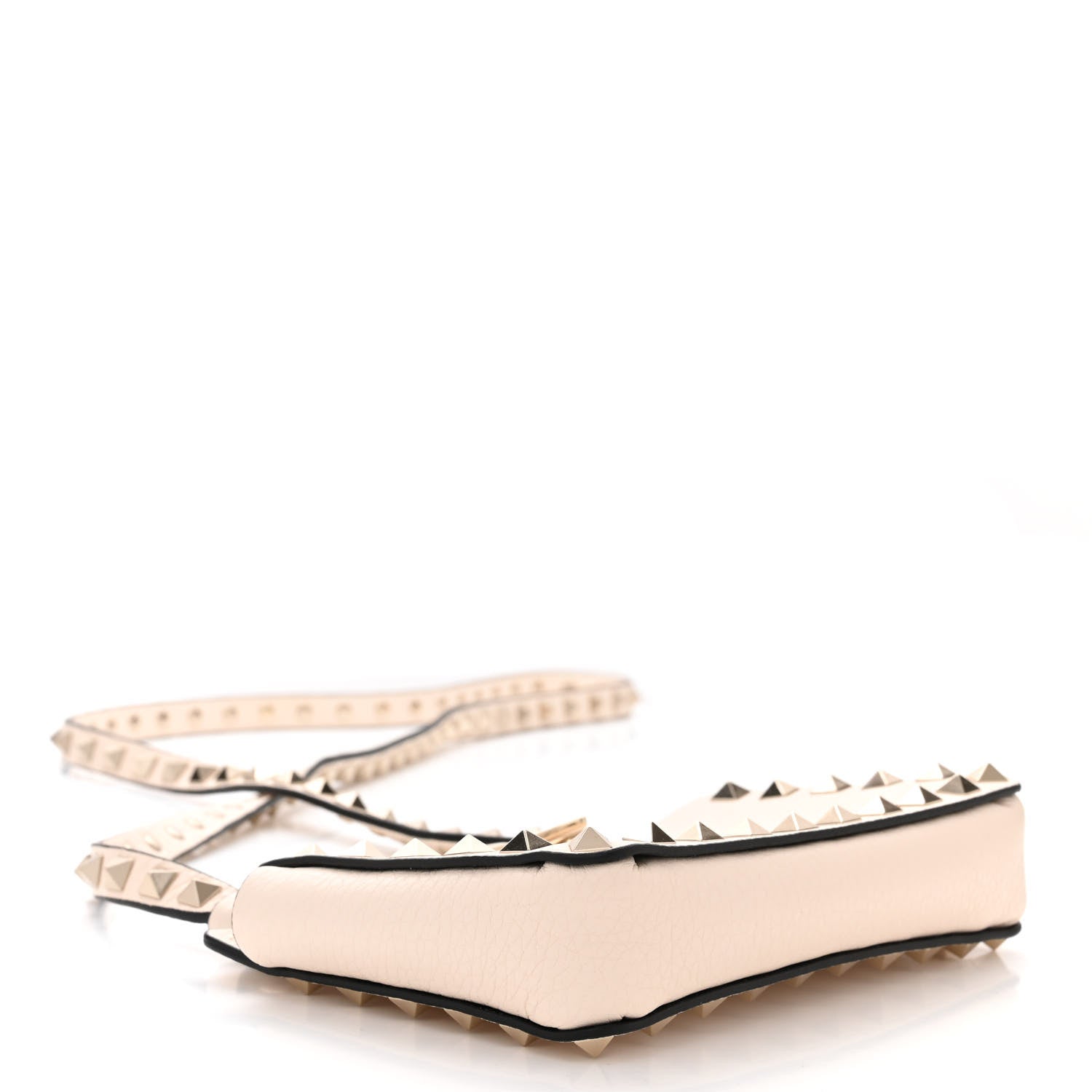 Valentino Garavani Pebbled Calfskin Rockstud Phone Case Crossbody Ivory 4 of 10
