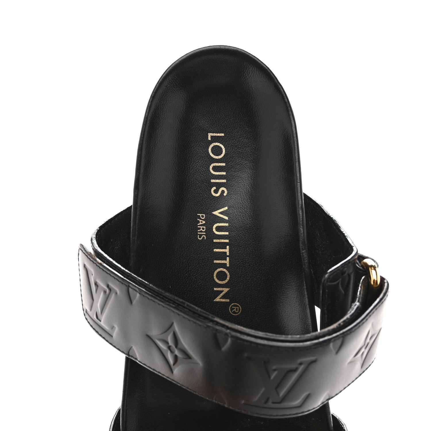 Louis Vuitton Lambskin Embossed Monogram Bom Dia Flat Mule Sandals 38 Black 8 of 11