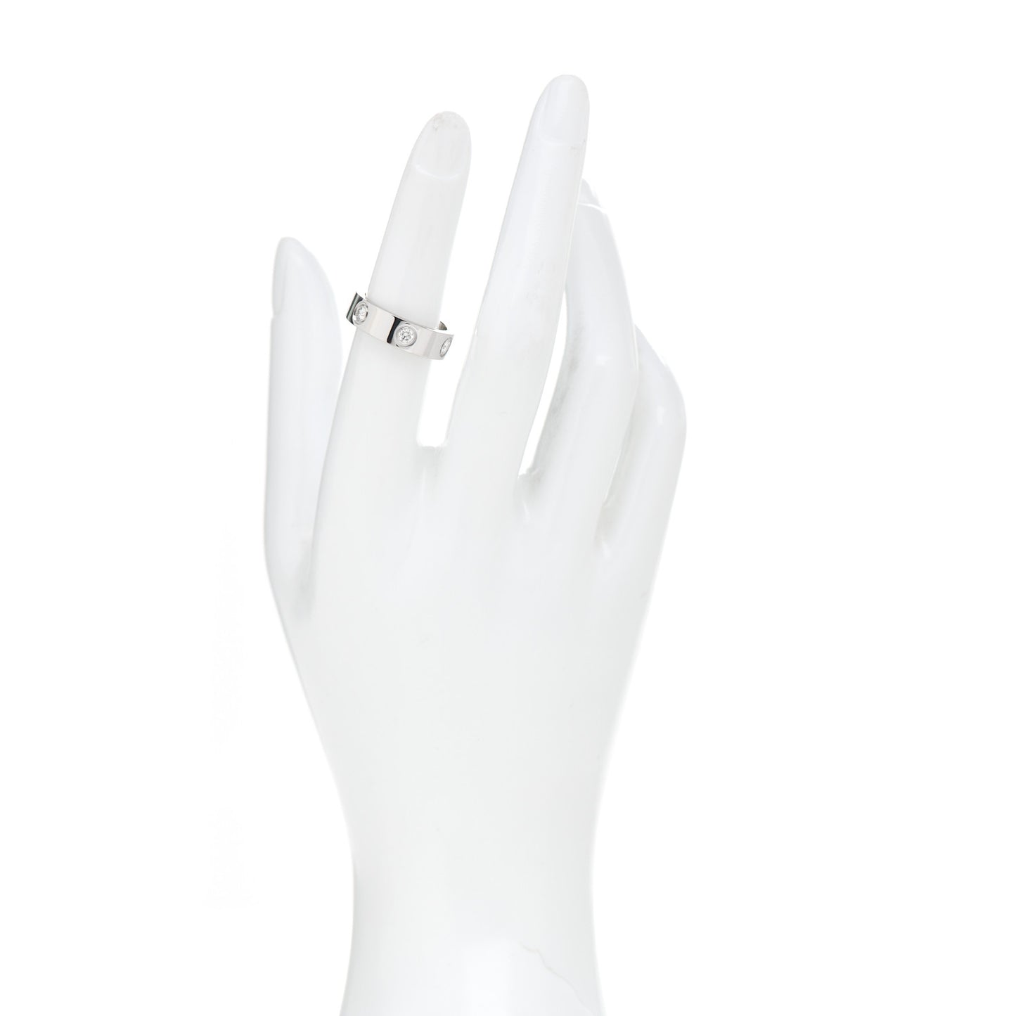 18K White Gold 6 Diamond 5.5mm LOVE Ring 52 6