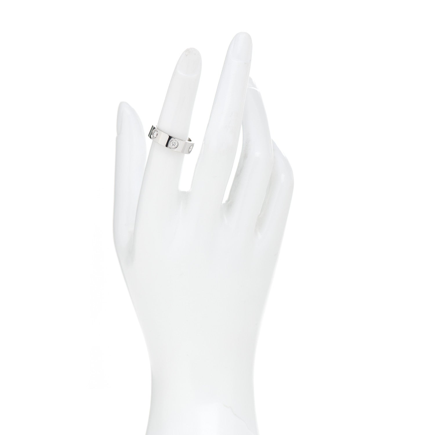 Cartier 18K White Gold 6 Diamond 5.5mm LOVE Ring 52 6 2 of 4