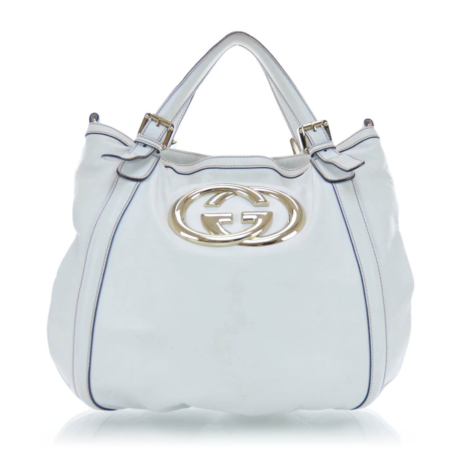 Gucci Leather Medium Britt Tote White 1 of 9