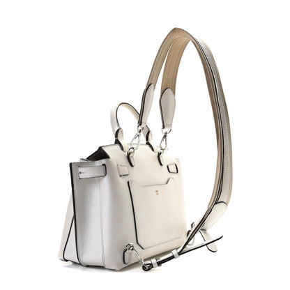 MCM Grained Calfskin Medium Milla Convertible Backpack White Flake 3 of 11