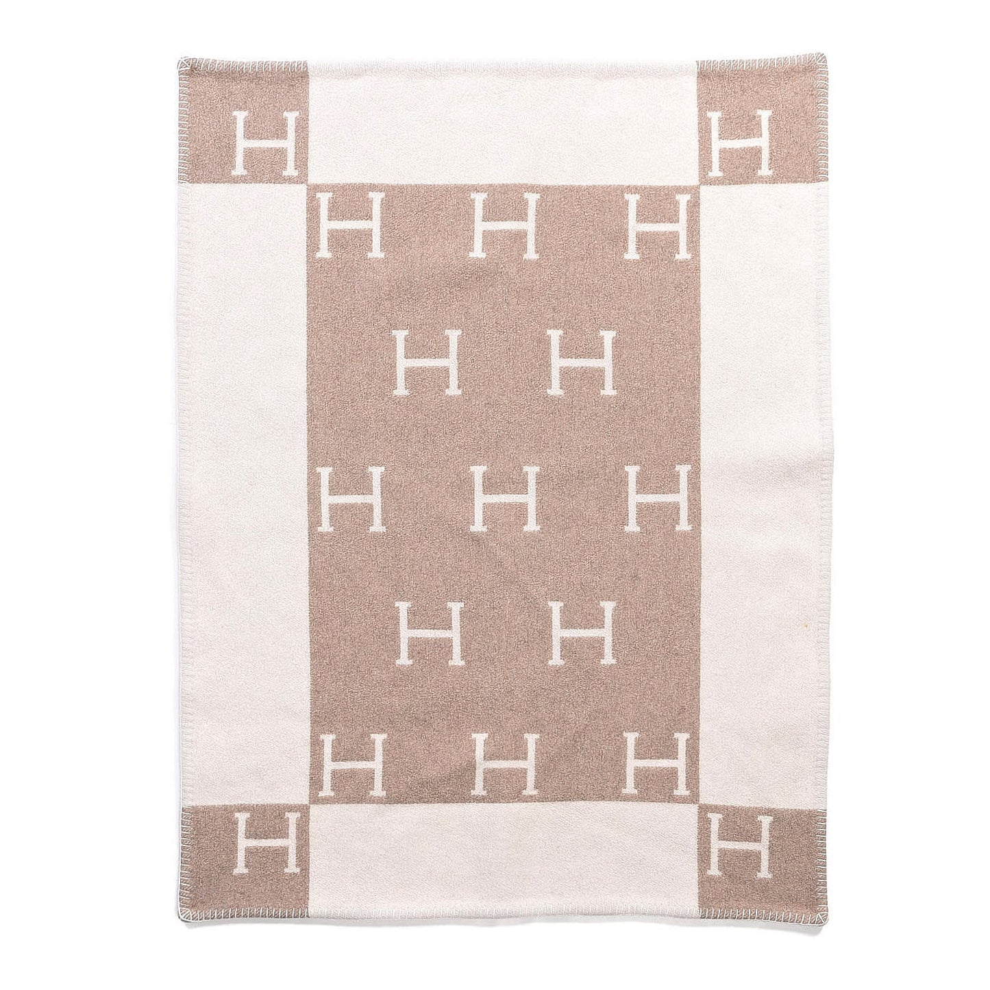 Wool Cashmere Avalon Baby Blanket Noisette Moyen White