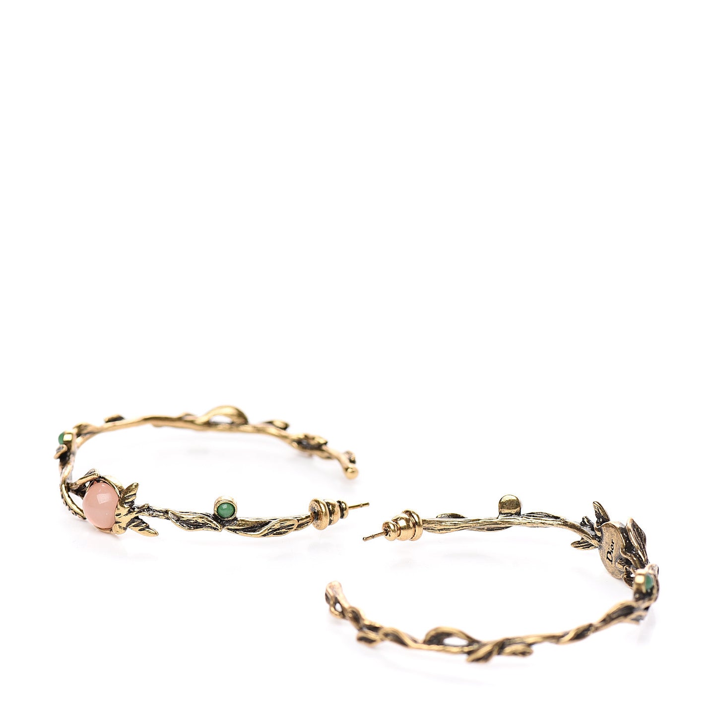 Metal Resin J'Adior Hoop Earrings Aged Gold