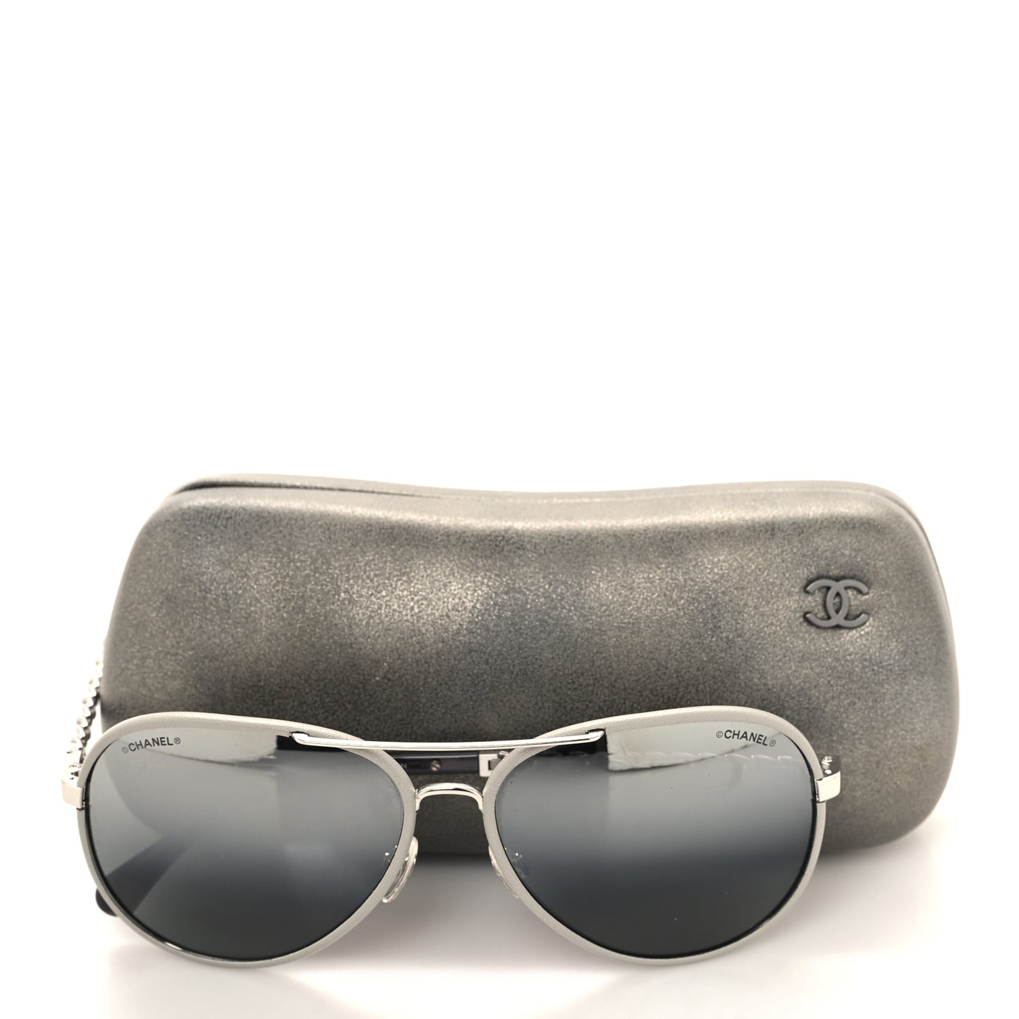 Lambskin Aviator Chain Sunglasses 4219-Q Grey