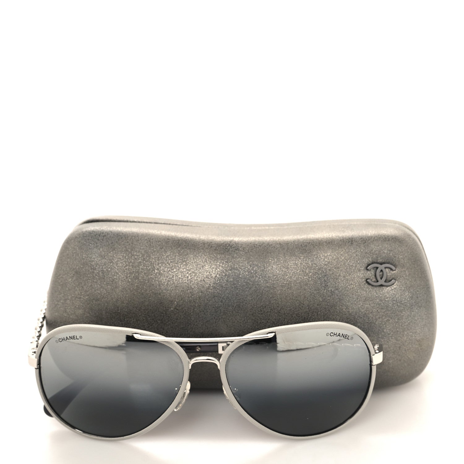 Chanel Lambskin Aviator Chain Sunglasses 4219-Q Grey 8 of 8