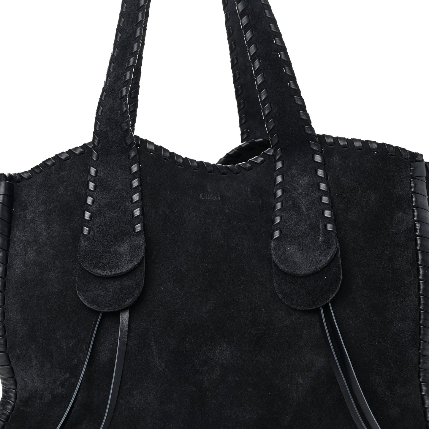 Suede Calfskin Large Mony Tote Midnight