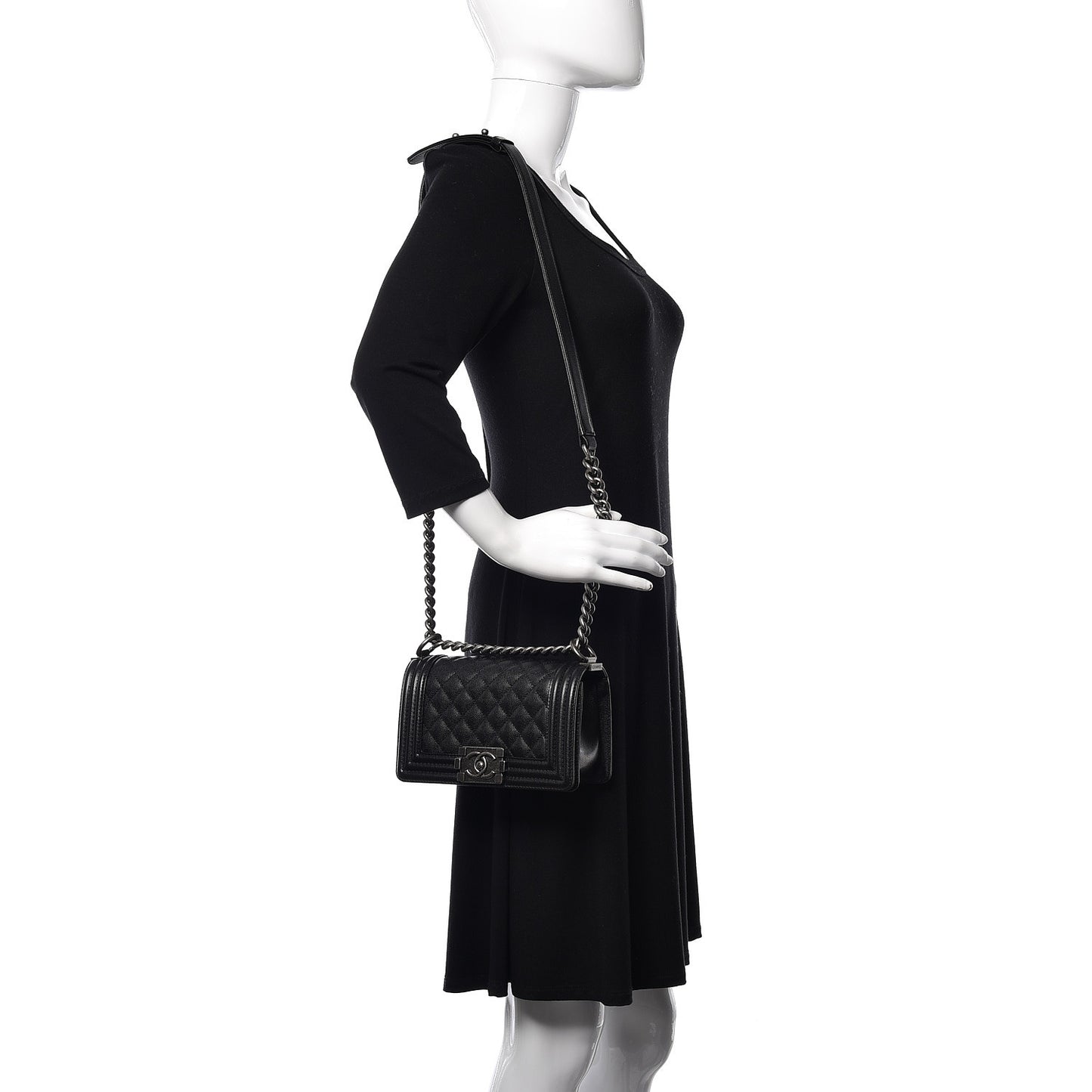 Caviar Quilted Small Boy Flap Black