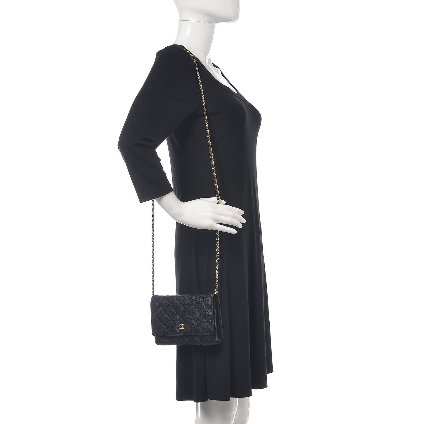 Caviar Quilted Wallet On Chain WOC Black
