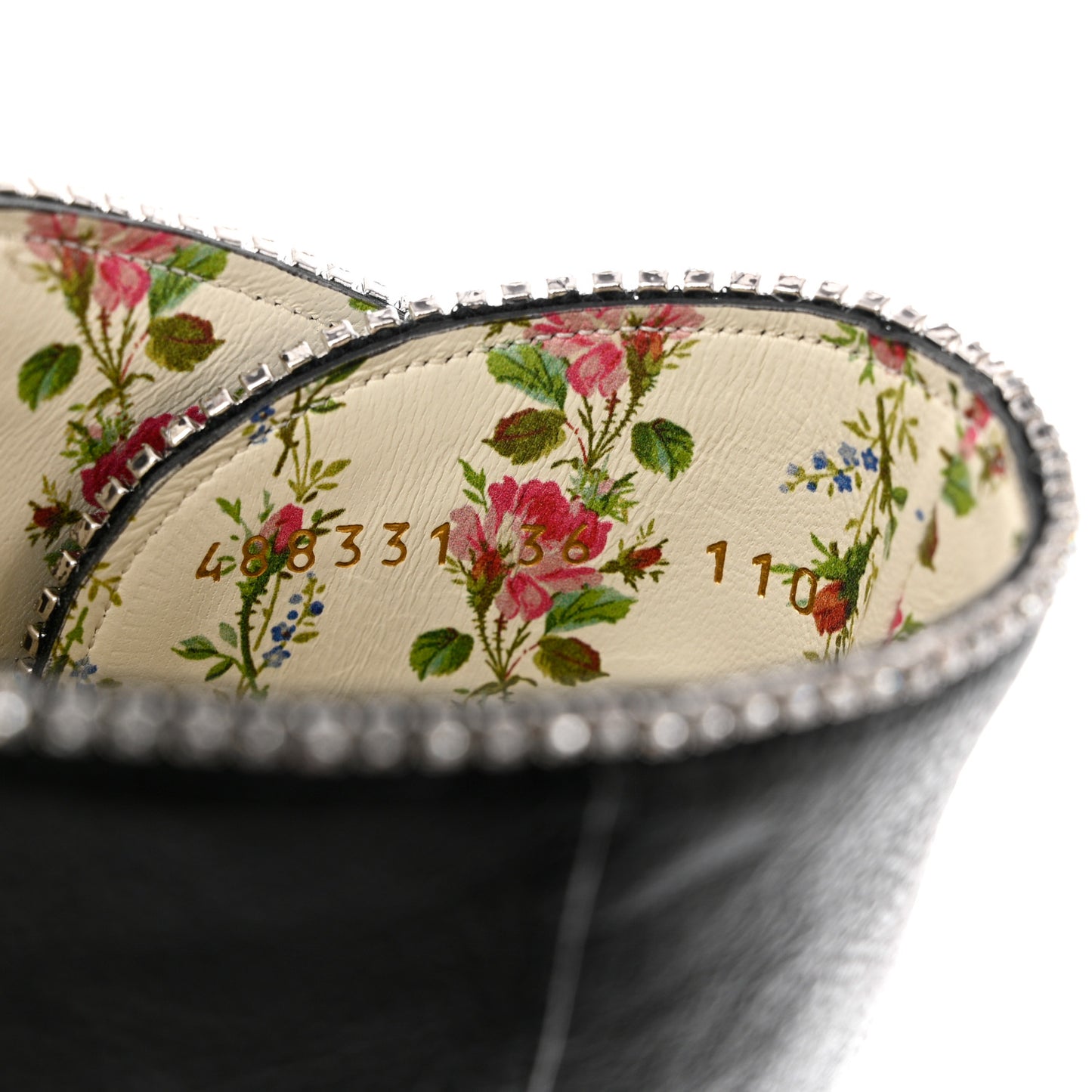 Calfskin Floral Crystal Embroidered Fosca Boots 36 Black