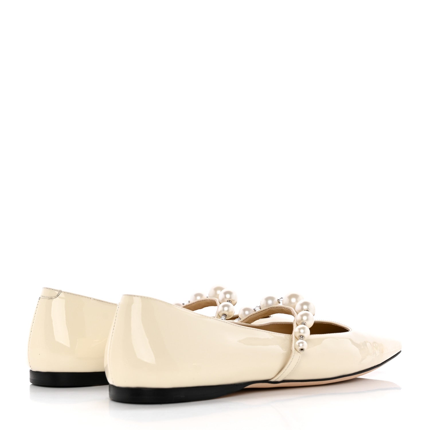 Jimmy Choo Patent Pearl Ade Mary Janes Flat 37.5 Latte White 4 of 8