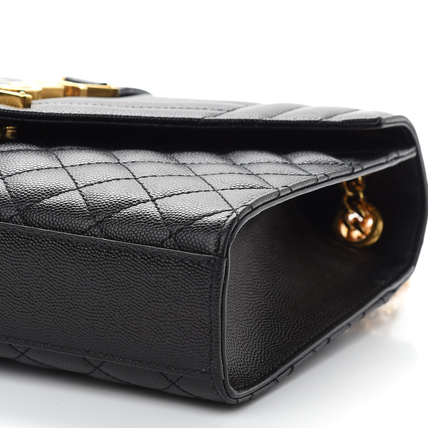 Saint Laurent Grain De Poudre Textured Mixed Matelasse Triquilt Medium Monogram Satchel Black 8 of 8