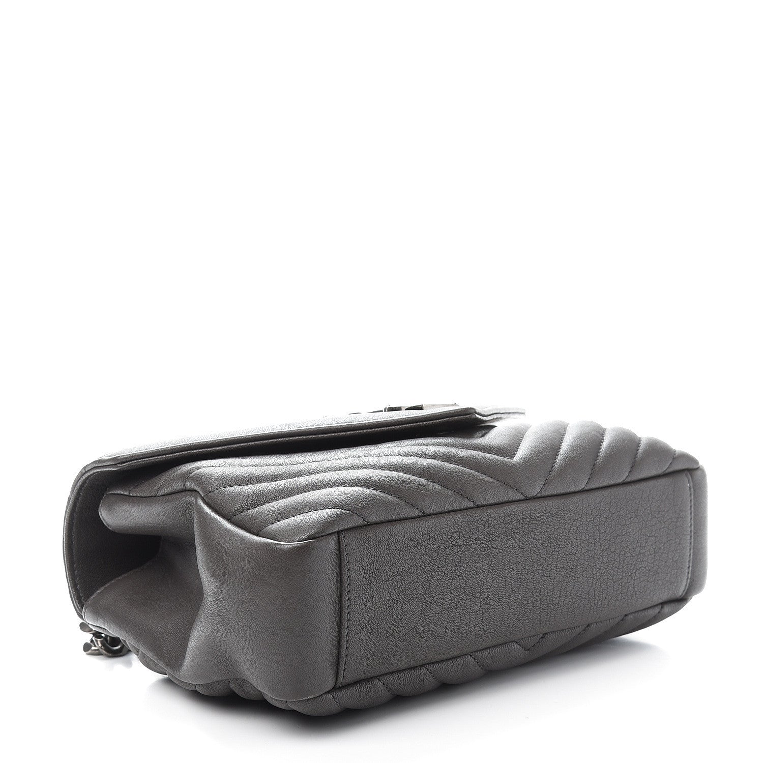 Saint Laurent Sheepskin Matelasse Chevron Monogram Medium College Bag Asphalt 4 of 11