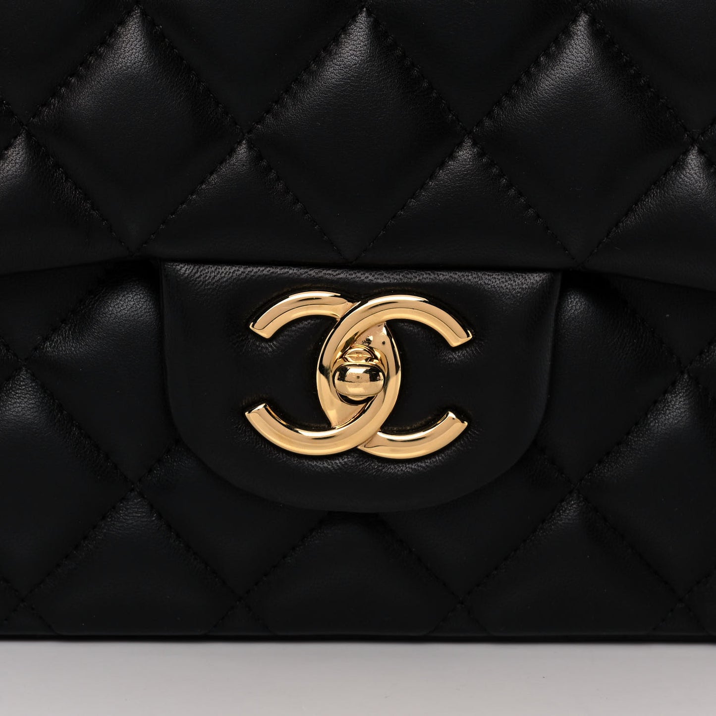 Lambskin Quilted Maxi Double Flap Black