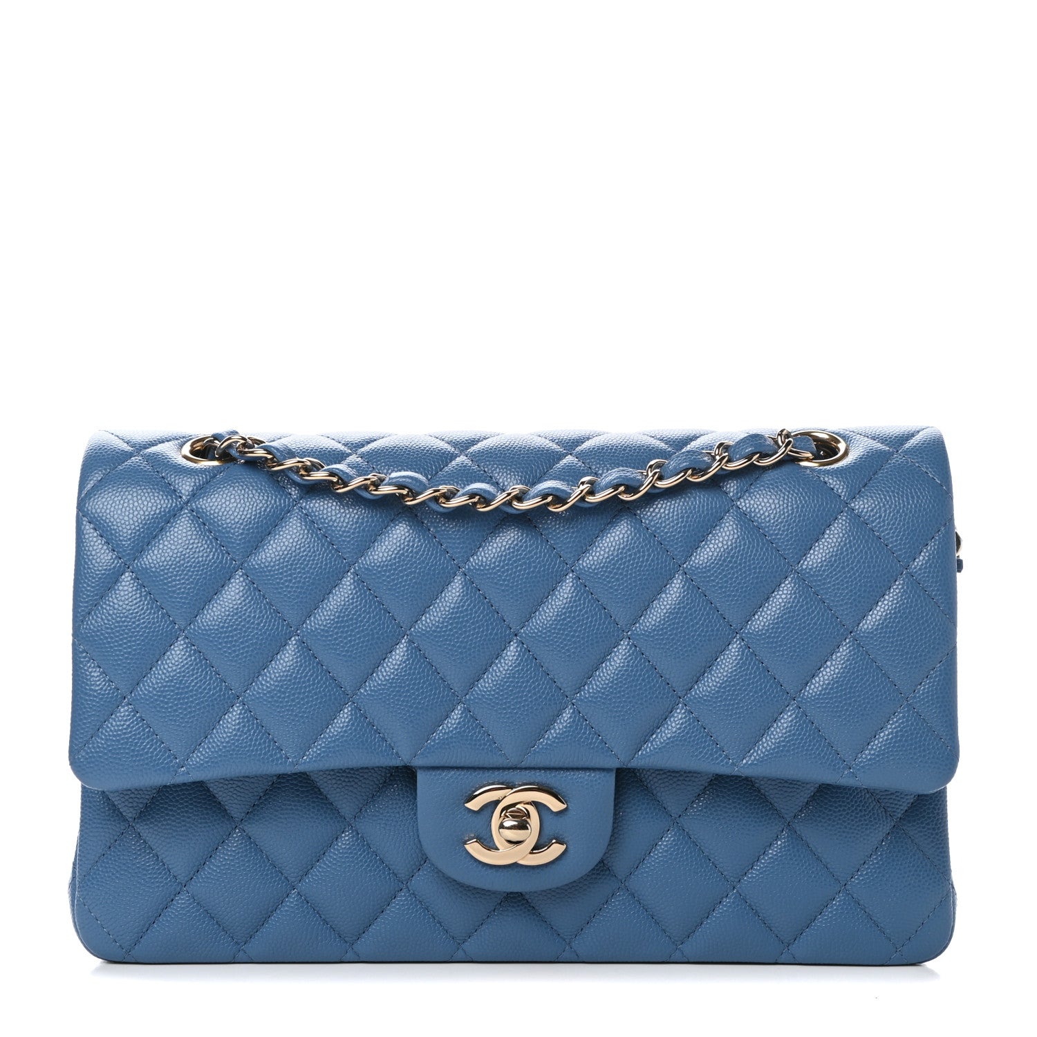 Chanel Caviar Quilted Medium Double Flap Blue 1 of 11
