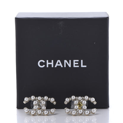Chanel Pearl Crystal Nefertiti CC Earrings Gold 9 of 10