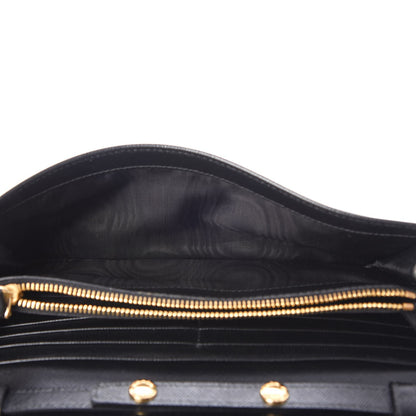Prada Saffiano Metal Oro Chain Wallet Nero Black 5 of 10