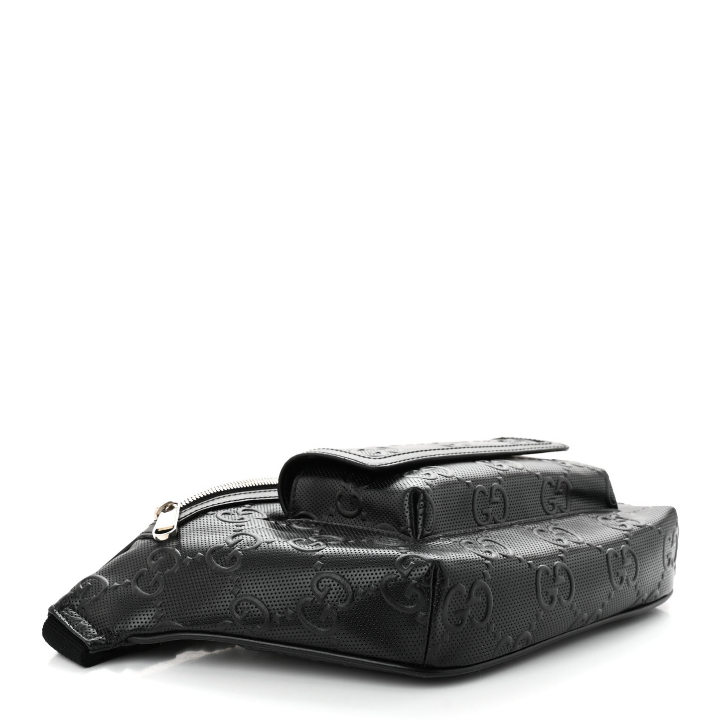 Calfskin GG Tennis Embossed Pocket Belt Bag Black