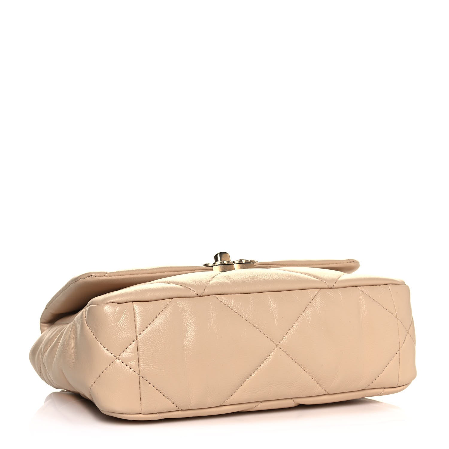 Chanel Shiny Goatskin Quilted Medium Chanel 19 Flap Beige 4 of 14