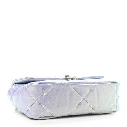 Chanel Iridescent Calfskin Quilted Medium Chanel 19 Flap Light Purple Blue 4 of 9