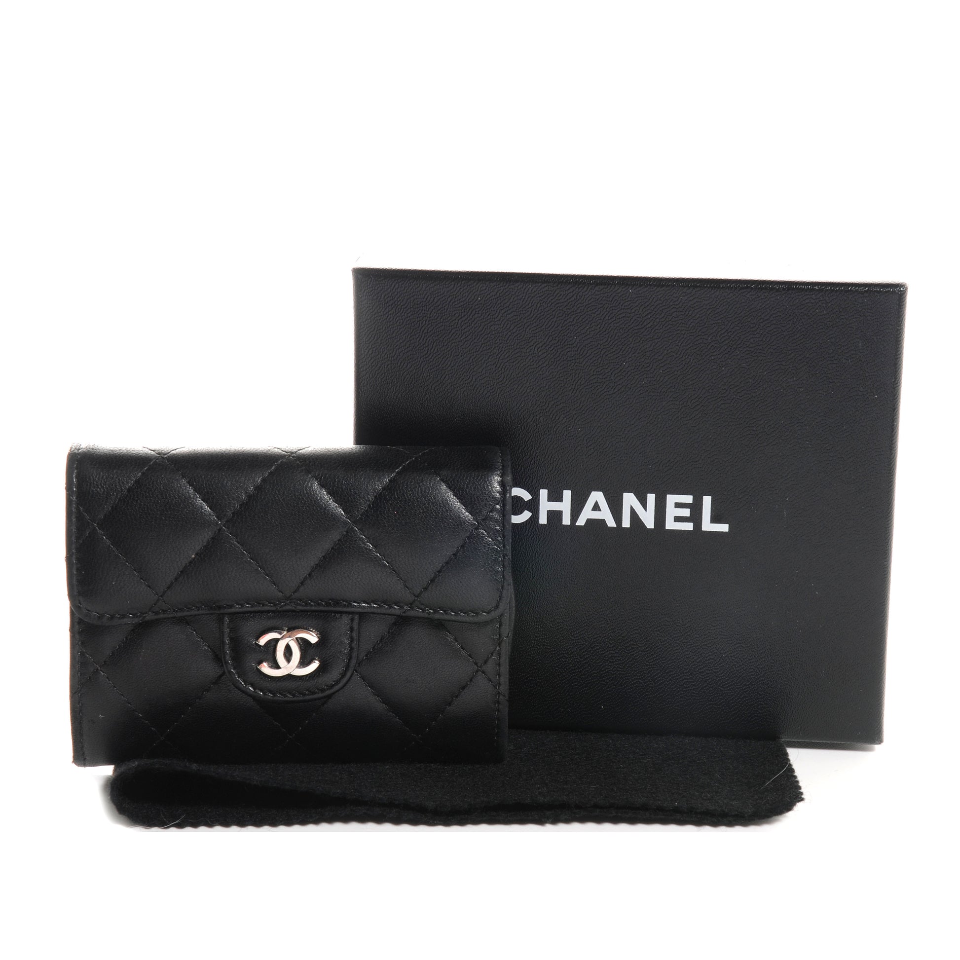 Chanel Lambskin Quilted Small Compact Wallet Black 5 of 10