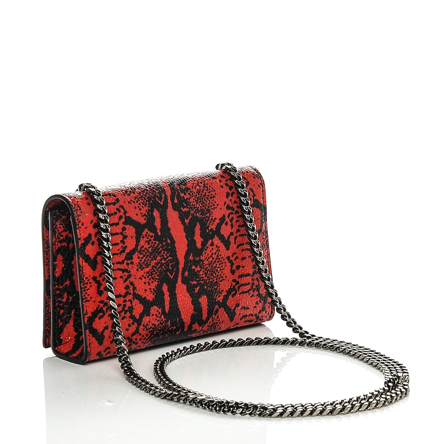 Saint Laurent Python Print Small Monogram Kate Tassel Satchel Black Red 3 of 7