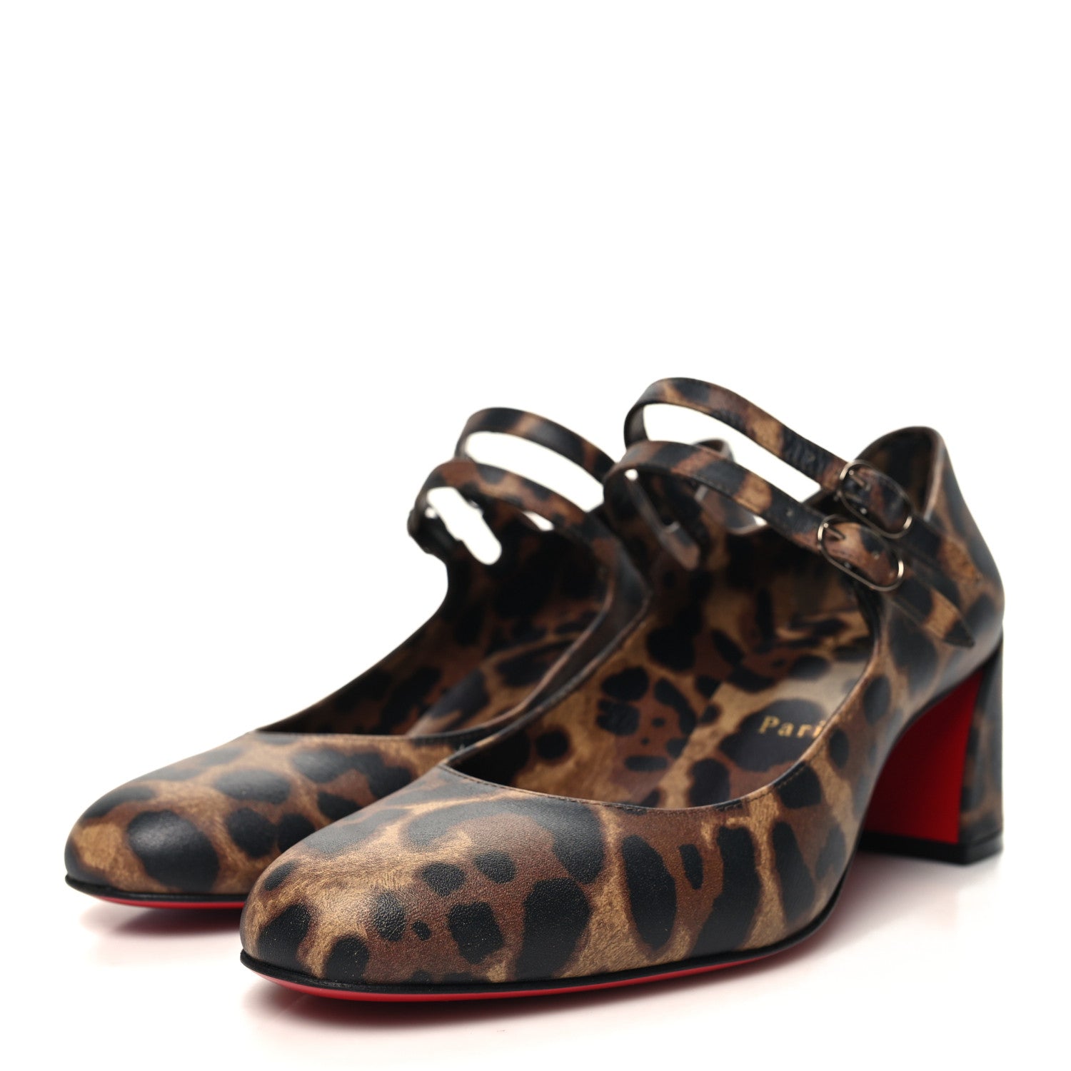 Christian Louboutin Calfskin Miss Jane Mary Janes 55 Pumps 37 Leopard 3 of 7