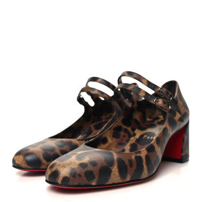 Christian Louboutin Calfskin Miss Jane Mary Janes 55 Pumps 37 Leopard 3 of 7