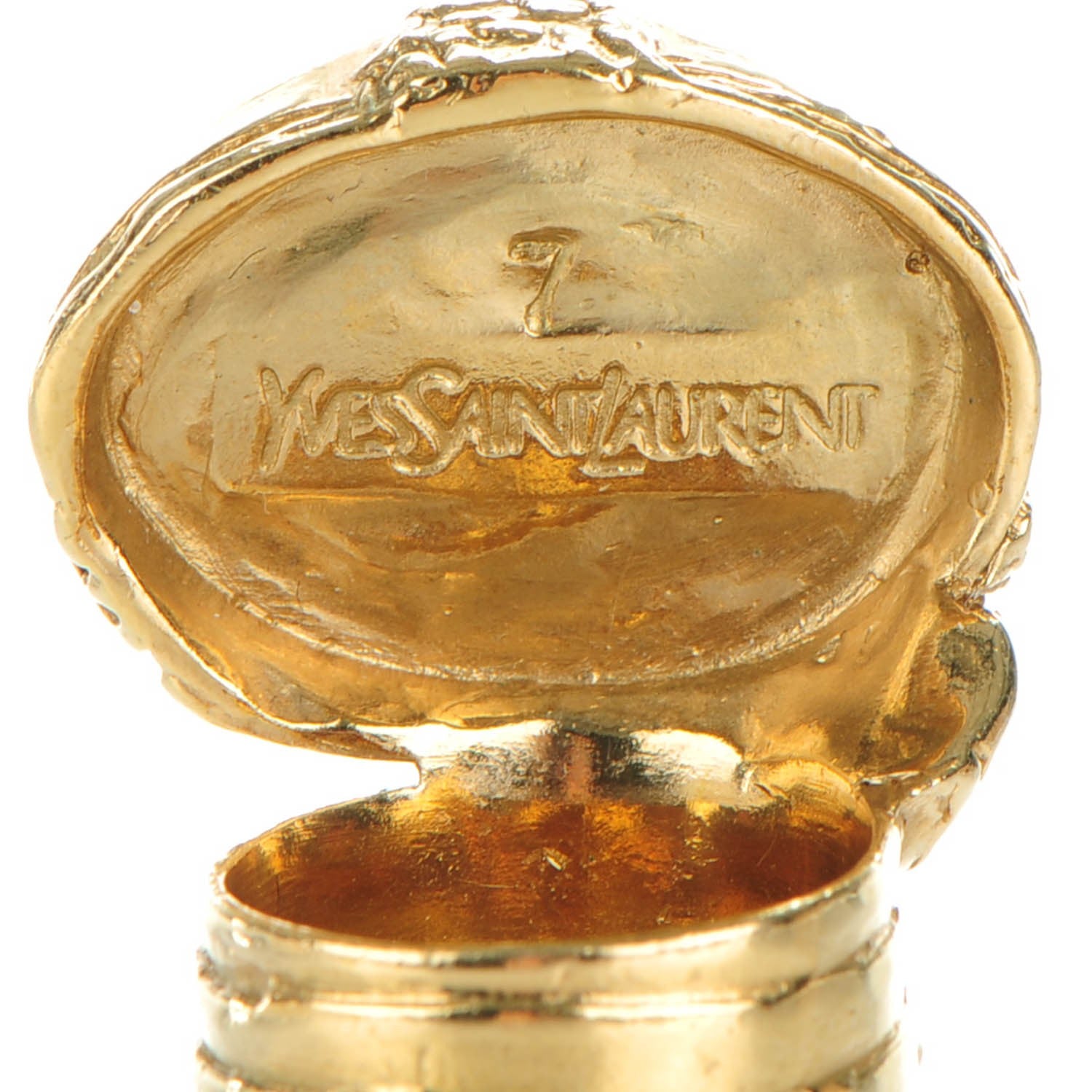Saint Laurent Glass Cabochon Arty Ovale Ring 7 Gold Lapis 4 of 5