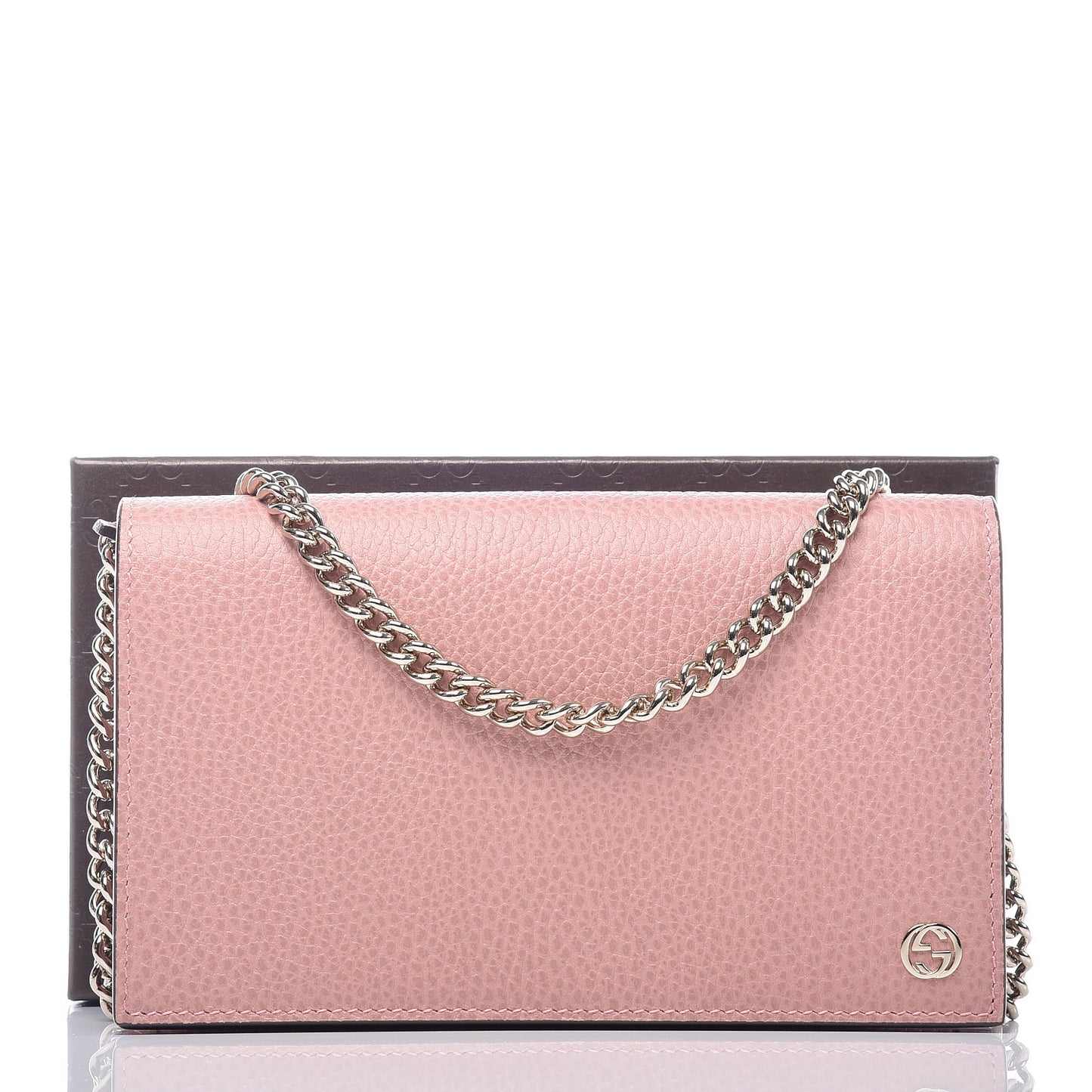 Dollar Calfskin Medium Betty Chain Wallet Soft Pink