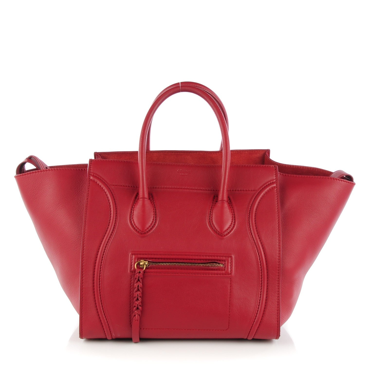 Celine Supple Calfskin Medium Phantom Luggage Red 1 of 7