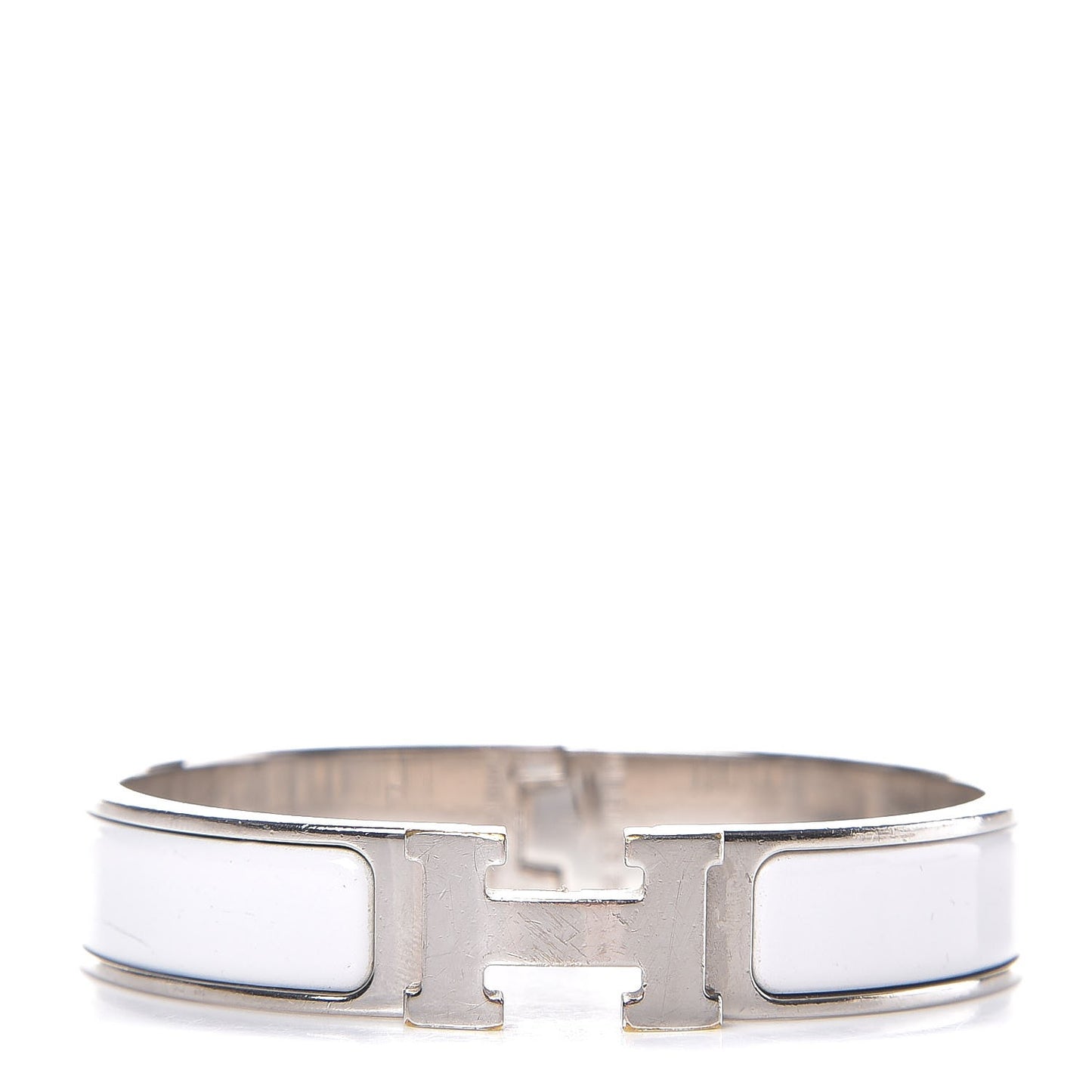 Enamel Narrow Clic Clac H Bracelet PM White