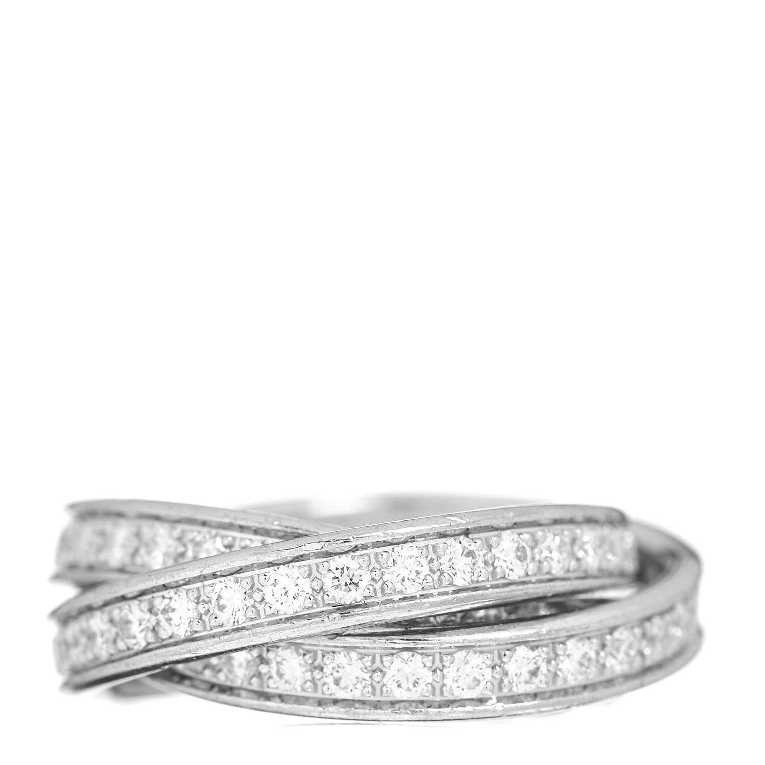 Cartier 18K White Gold Diamond Trinity Ring 51 5.75 1 of 5