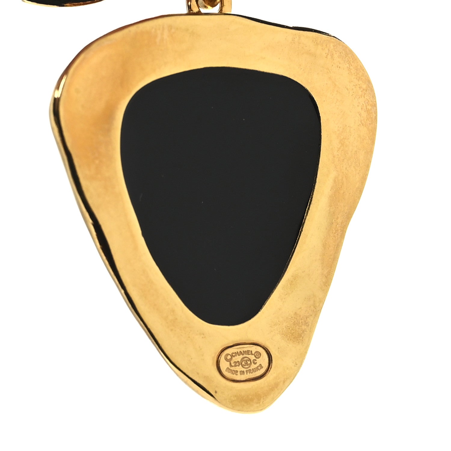 Chanel Resin CC Hoop Drop Earrings Gold Black 4 of 4